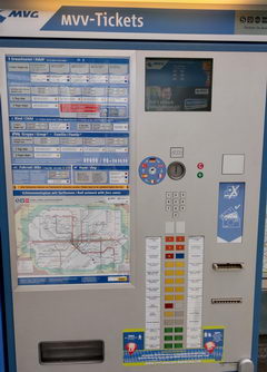 Transport in Munich in Germany, Ticket machine